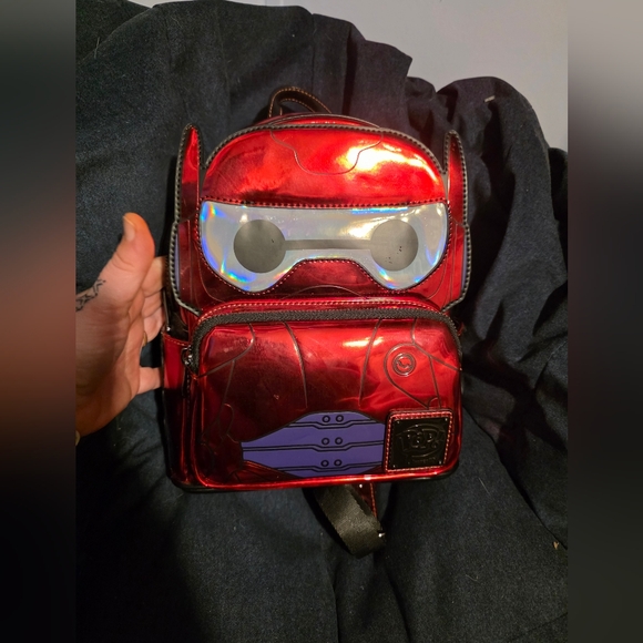 Loungefly Big Hero Six Baymax Battle Mode Armor Mini Backpack D23 Exclusive Red - Picture 7 of 8